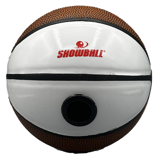 Showball mini basketball with a white logo panel and the black eyepiece set into the surface